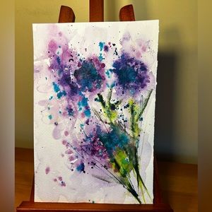 Hand painted watercolour abstract flowers in beautiful jewel tones.